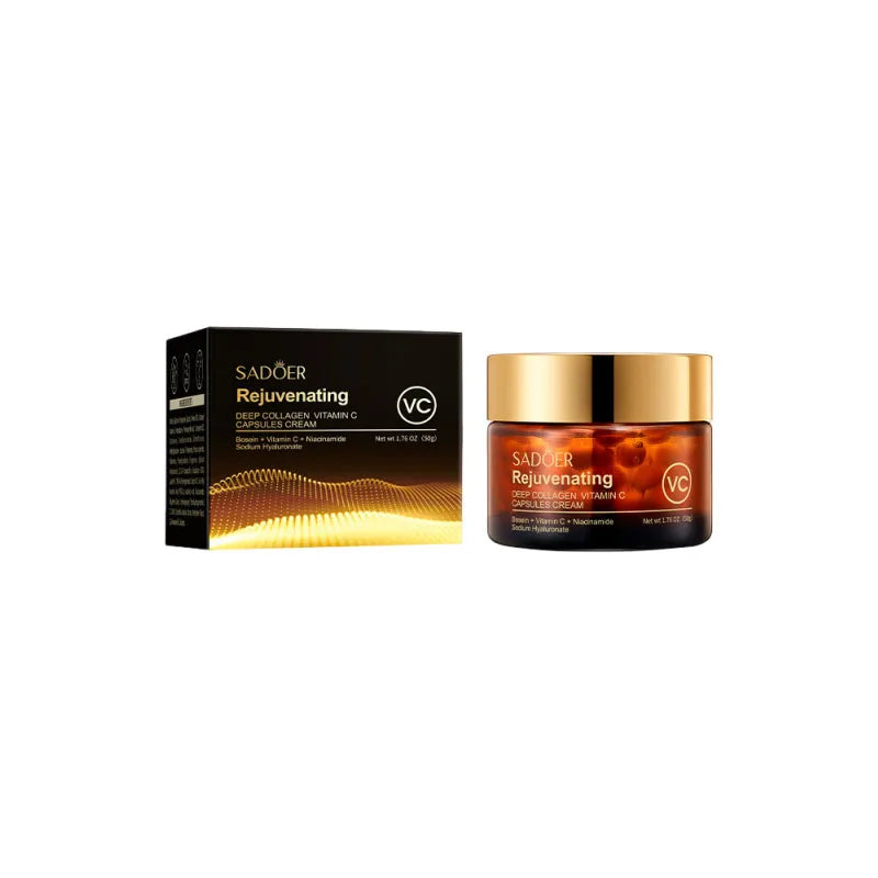 SADOER Rejuvenating Deep Collagen Capsule Vitamin C Cream — Collagen & Vitamin C — Complete product and packaging view