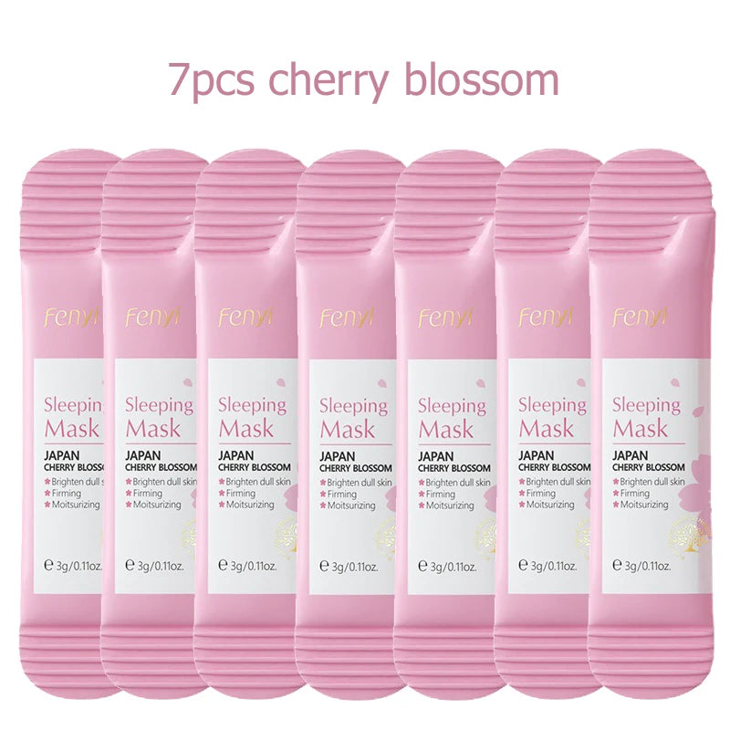 Pack of seven moisturizing night sheet masks for hydrating and repairing skin