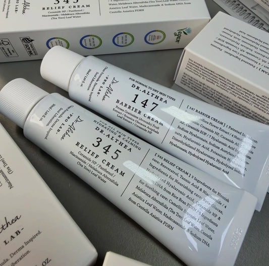 DR ALTHEA 345 Relief Cream Mist — 345 Relief Formula & Antioxidant — Bottle front view with DR ALTHEA branding close-up