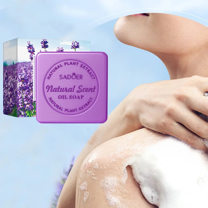 Handmade lavender essential oil soap bar for face and bath, fresh cleansing and oil control