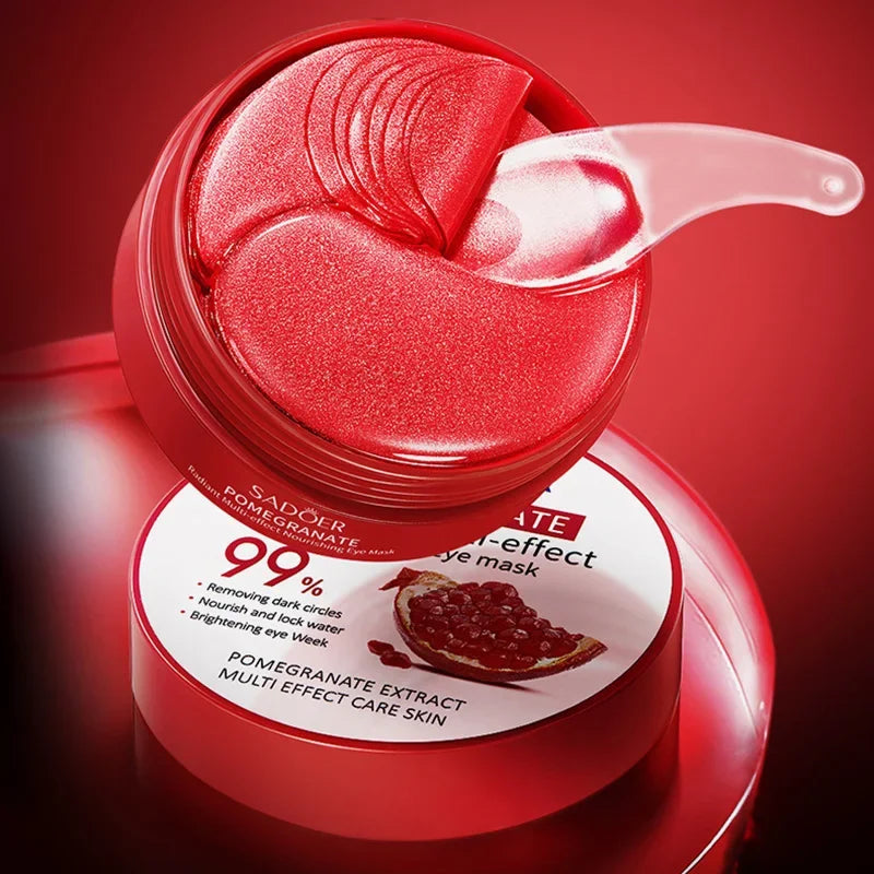 Red pomegranate collagen eye mask patches for firming and moisturizing under-eye skin