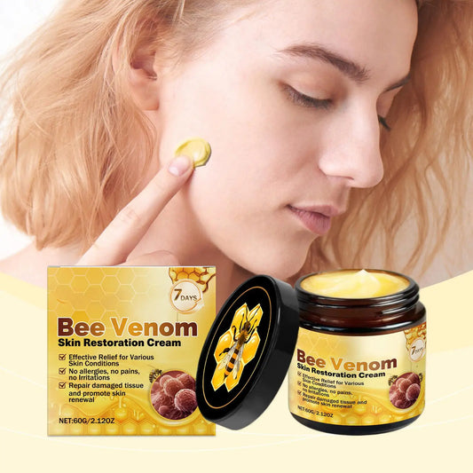 7 Days Bee Venom Skin Restorating Cream — Bee Venom & Collagen — Cream jar front view with honeycomb design