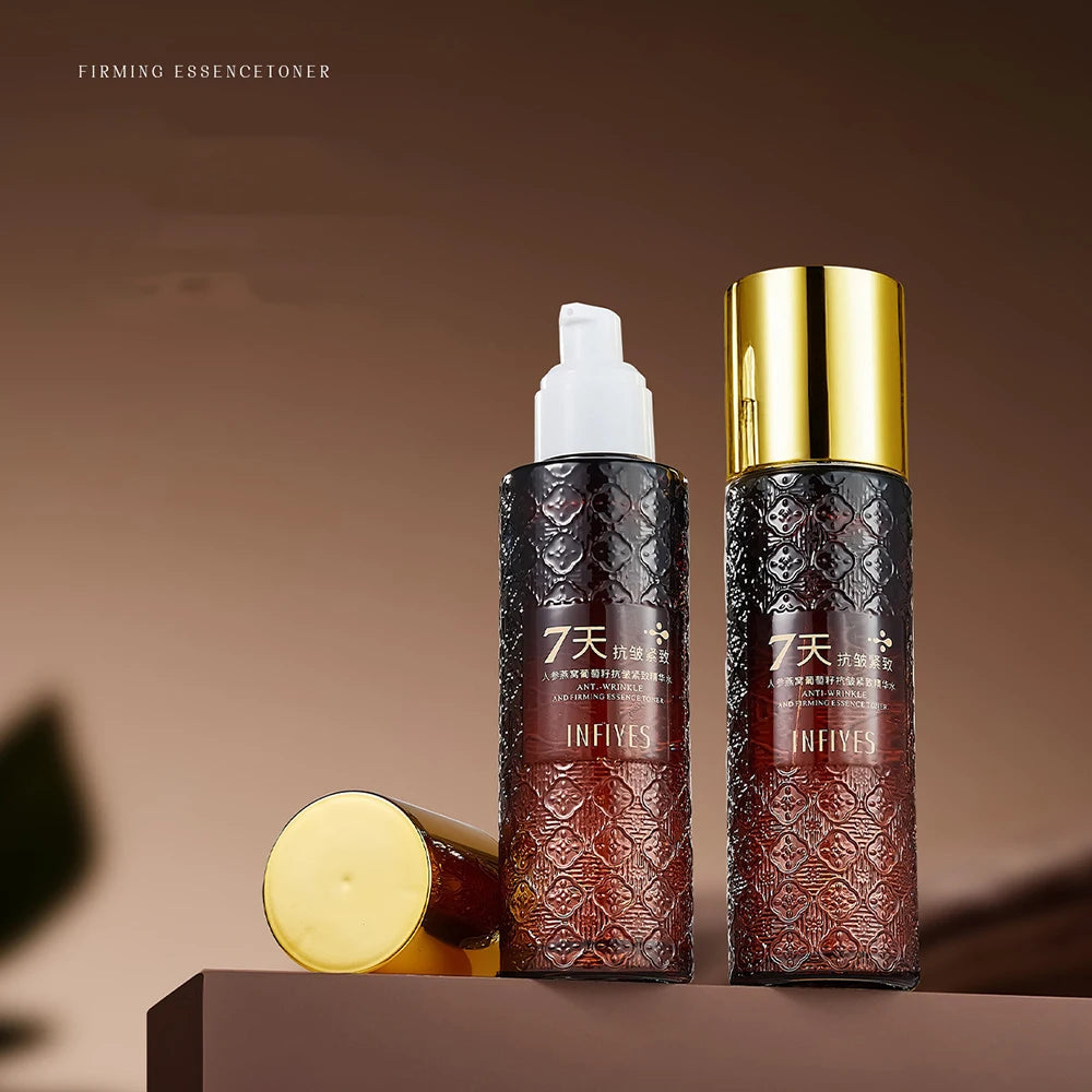 INFIYES Ginseng Bird's Nest Firming Essence Toner — Ginseng & Bird's Nest — Toner applied on facial skin with cotton pad