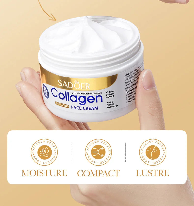Collagen skincare set with eye cream and moisturizing face cream targeting dark circles and aging