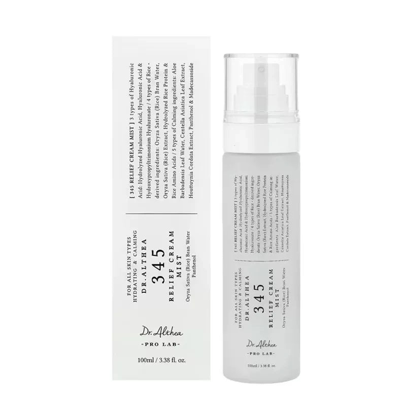 Antioxidant hydrating face cream jar and vitamin C moisturizing spray bottle on white background