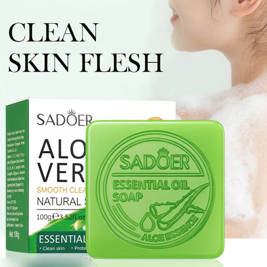 Aloe vera facial cleansing soap bar with foamy lather, moisturizing and oil control properties