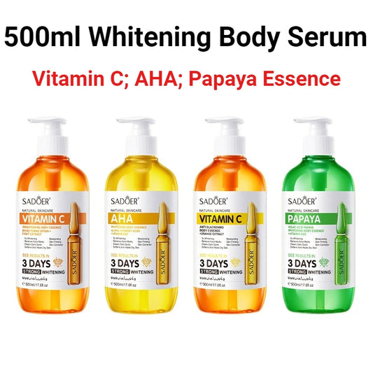 SADOER AHA Brightening & Moisturizing Full Body Essence 500ml - Whitening, Hydrating & Dull Skin-Improving Body Serum