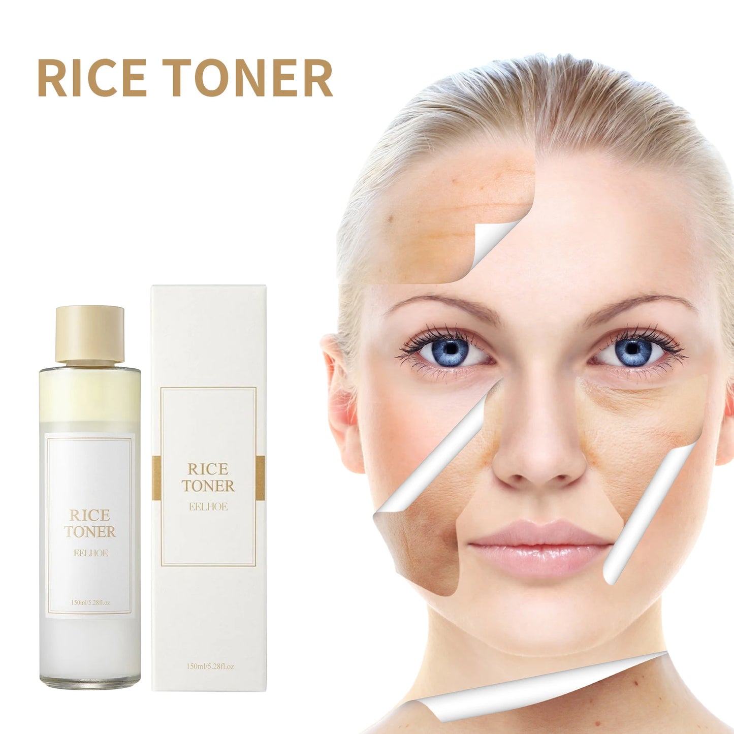 Rice water and niacinamide toner bottle for brightening and skin barrier care