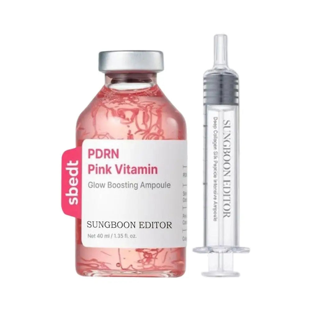 Pink collagen PDRN glow ampoule serum bottle for hydrating and firming skin