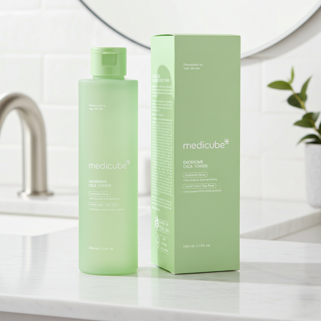 Exosome Cica Toner bottle with heartleaf and tea tree, low-irritation sebum care toner for all skin types