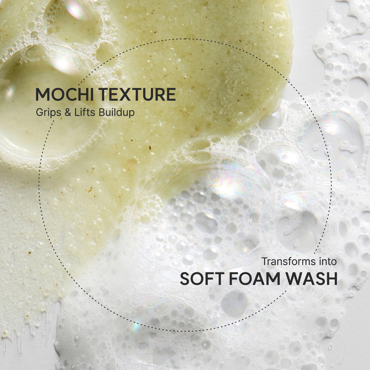 Arencia Fresh Green Rice Mochi Cleanser foam texture