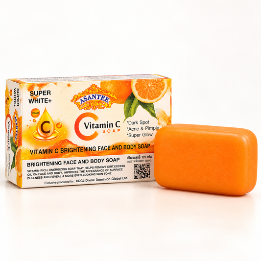 ASANTEE Vitamin C Soap carton with digitally reconstructed full orange bar