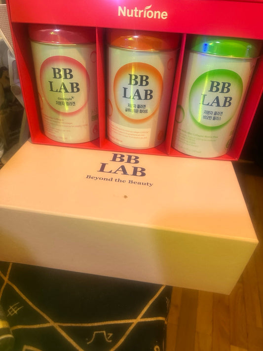 Owner photograph of the exact Nutrione BB LAB three-formula collagen gift set