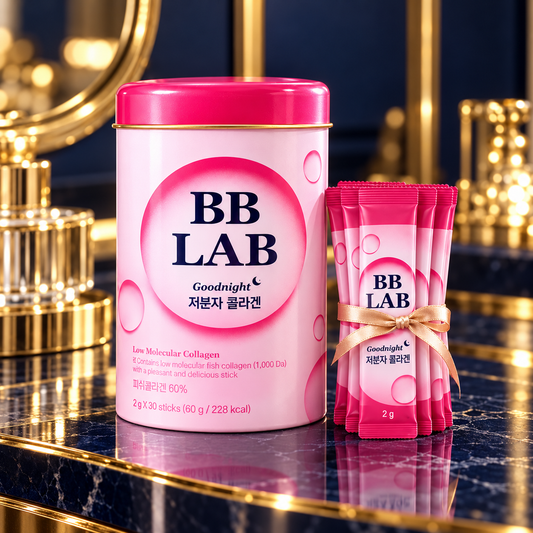 BB LAB Goodnight Collagen + Vitamin C — Daily Skin Support; styled presentation, full pack contains 30 sticks