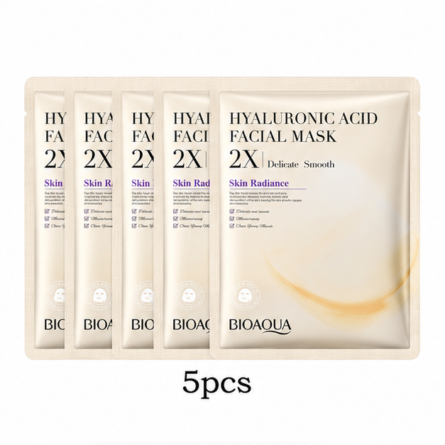BIOAQUA Hyaluronic Acid Facial Mask 2X — 5 Pieces — gallery view 1