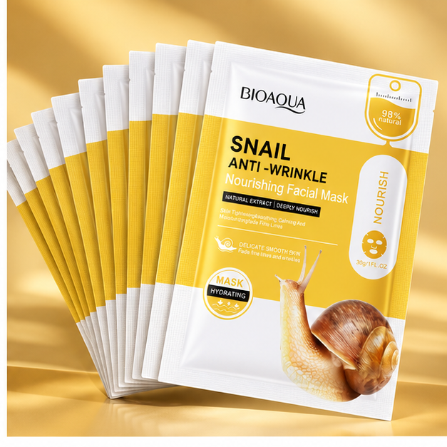 BIOAQUA Snail Anti-Wrinkle Nourishing Facial Mask — 10 Pieces — gallery view 2