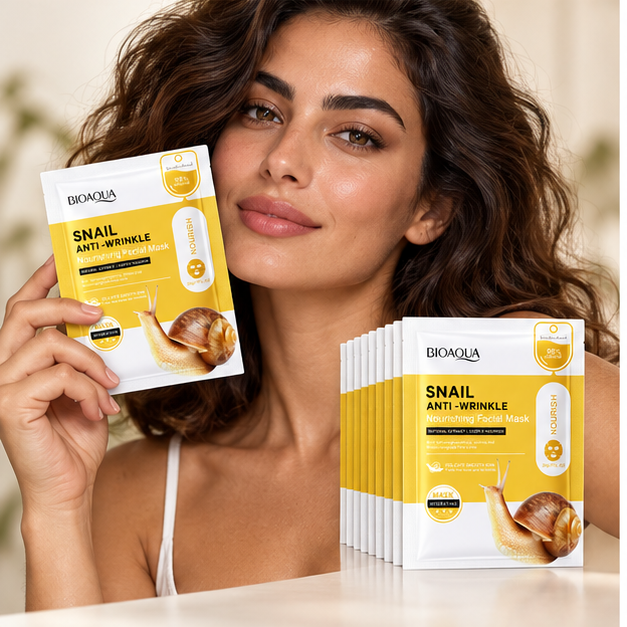 BIOAQUA Snail Anti-Wrinkle Nourishing Facial Mask — 10 Pieces — gallery view 3