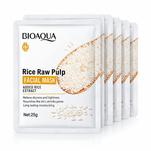 BIOAQUA Rice Raw Pulp Facial Mask — 5 Pieces — gallery view 1