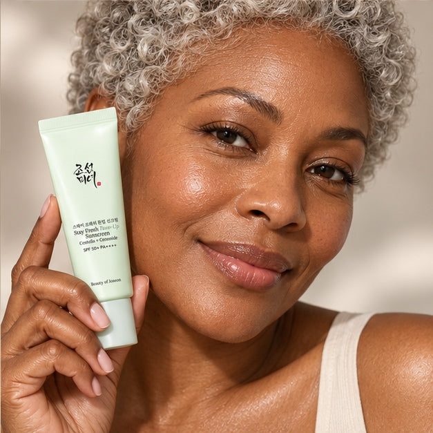 Beauty of Joseon Stay Fresh Tone-Up Sunscreen: Centella + Ceramide — 50 ml — model holding product