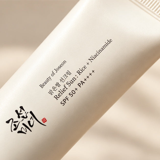 Beauty of Joseon Relief Sun: Rice + Niacinamide — 50 ml — label closeup
