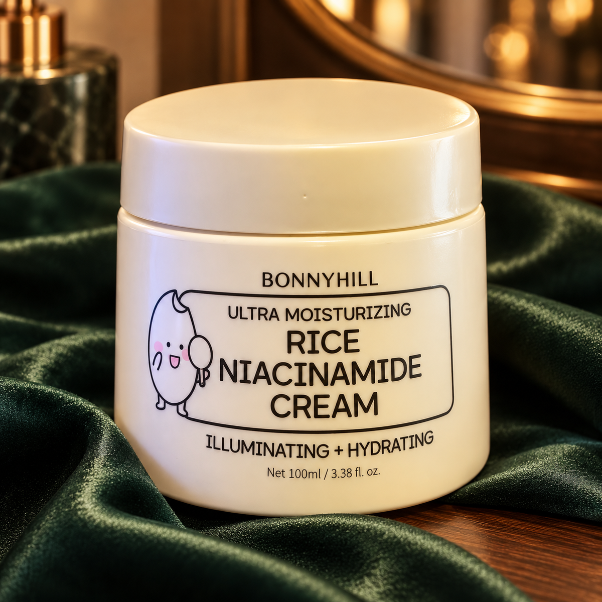 BONNYHILL Rice Niacinamide Cream 100 ml — closed jar label detail