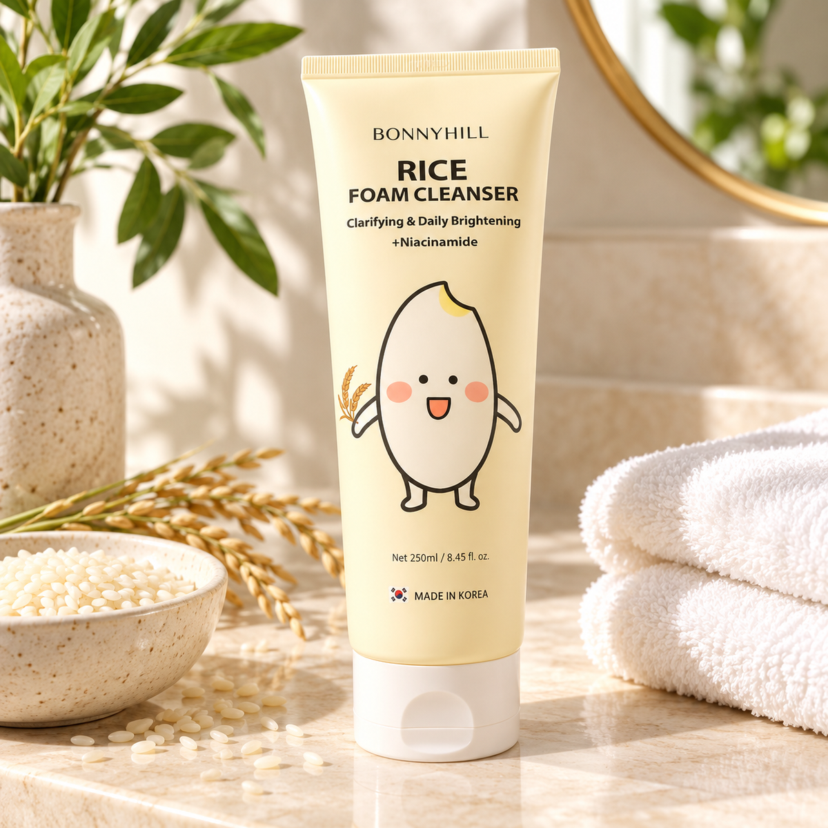 BONNYHILL Rice Foam Cleanser 250 ml luxury vanity scene