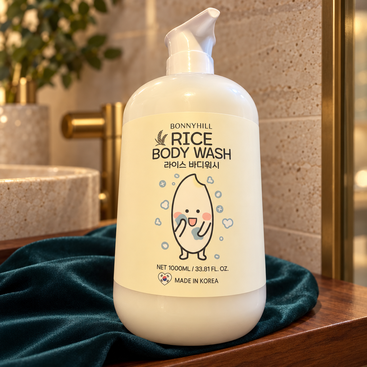 BONNYHILL Rice Body Wash 1000 ml — bottle label detail