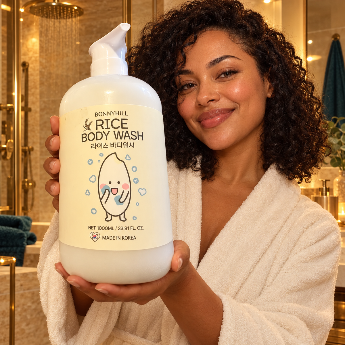 BONNYHILL Rice Body Wash 1000 ml — model presenting bottle