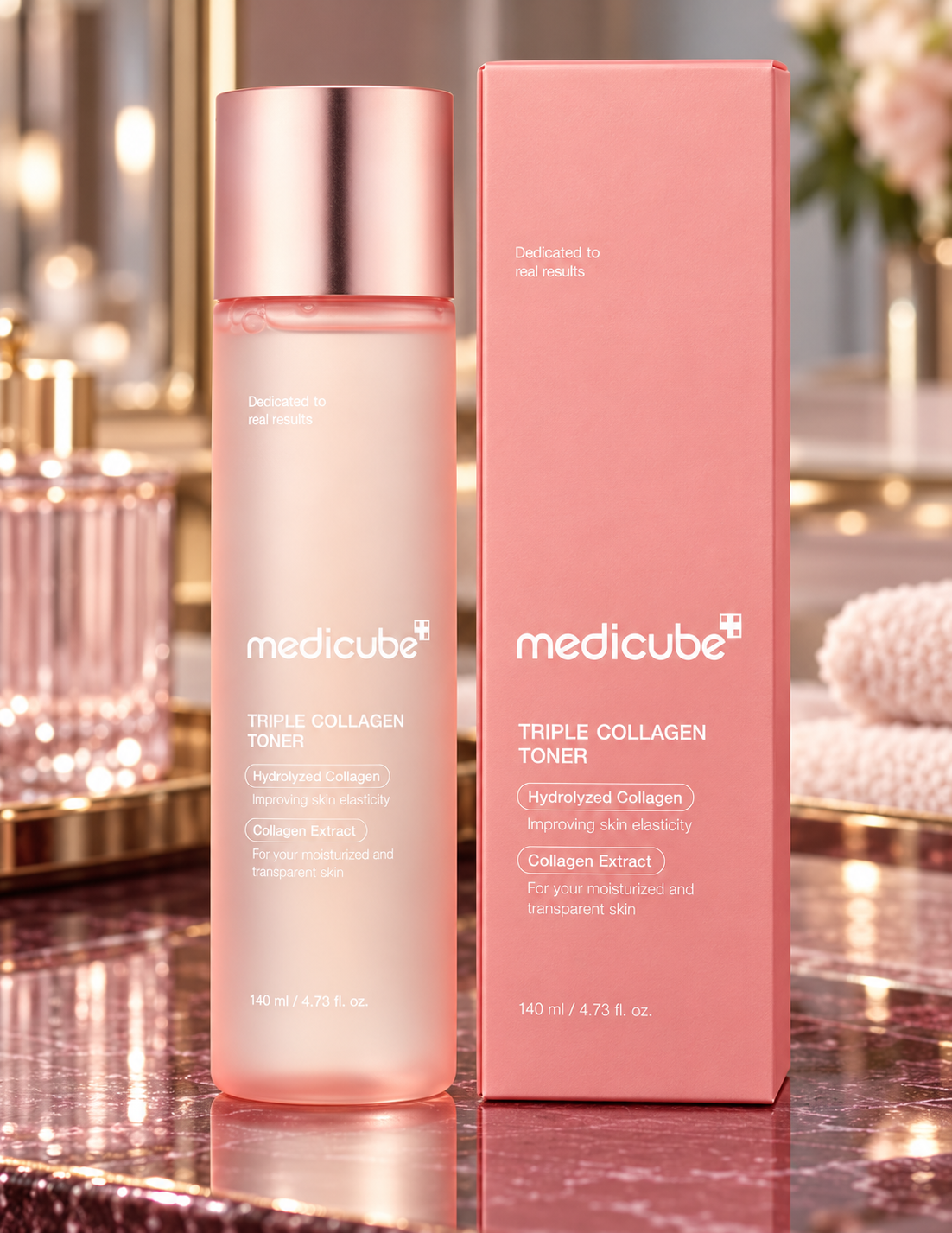 Medicube Triple Collagen Toner 140 ml with matching carton
