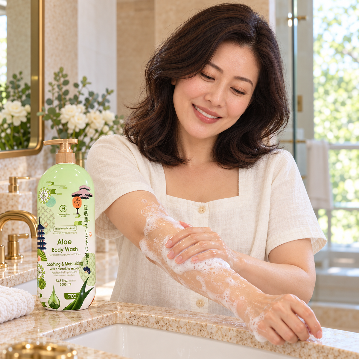 Complexion Boutik Aloe Body Wash 1000 mL — forearm use