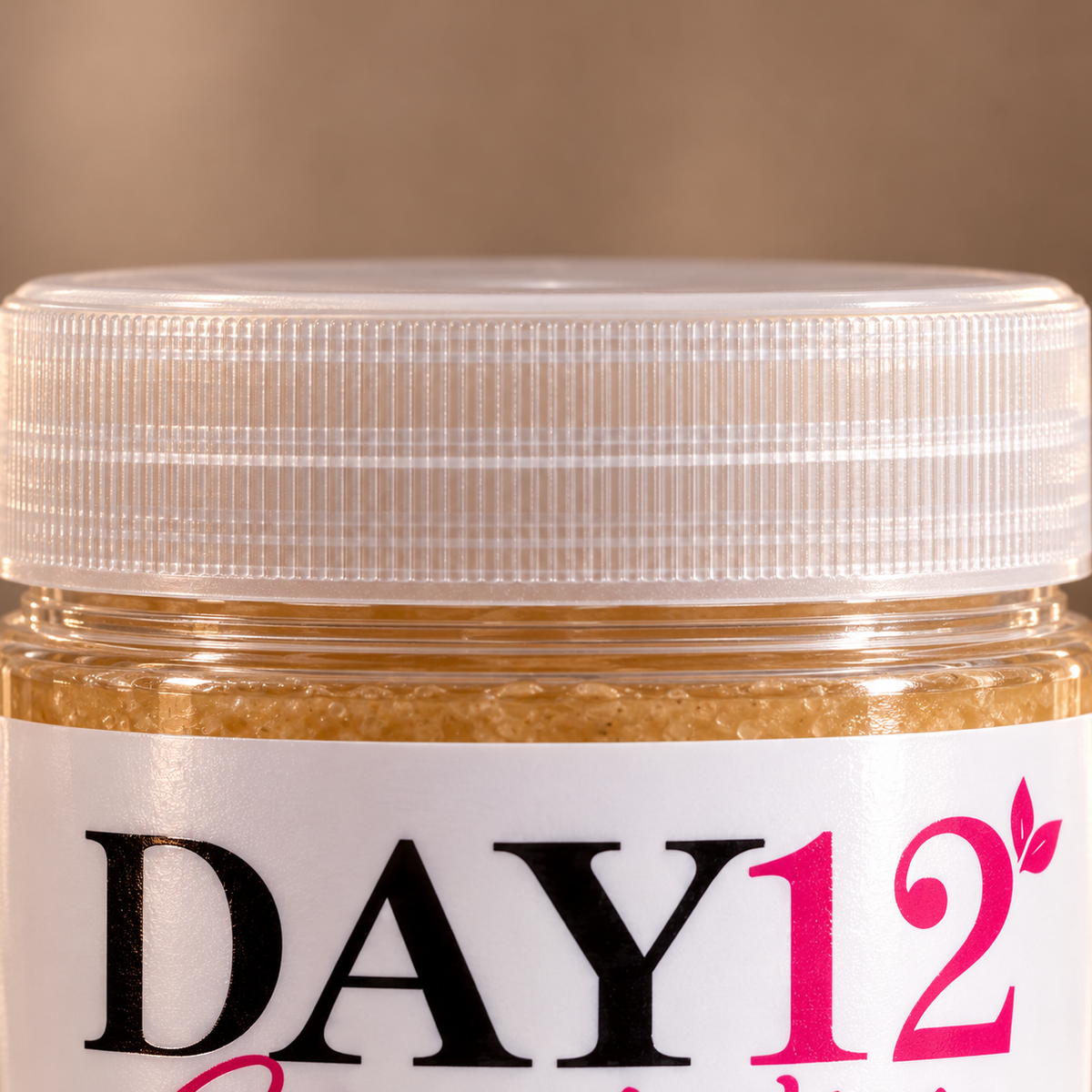 DAY12 Glow White Soap jar closed ribbed screw-cap and neck detail
