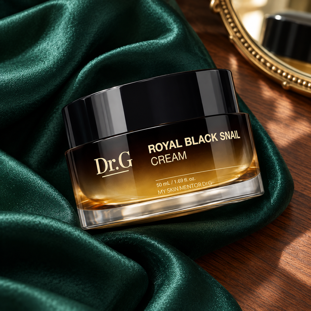 Dr.G Royal Black Snail Cream 50 ml — closed packaging; SkinSwaagBeauty.com watermark.