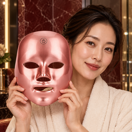 Illustrative adult model holding the powered-off device before use