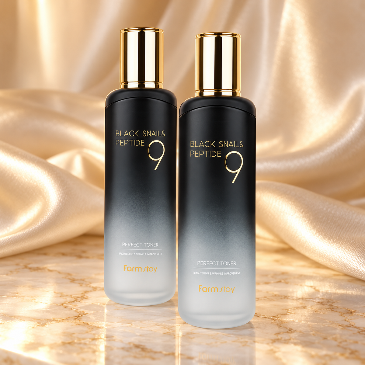 Two Farmstay Black Snail & Peptide9 Perfect Toner 120 ml bottles