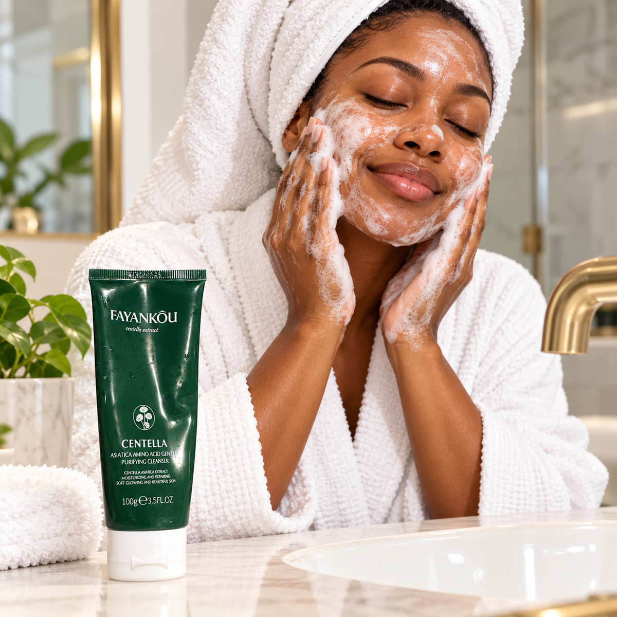 Adult cleansing with FAYANKOU Centella Asiatica cleanser