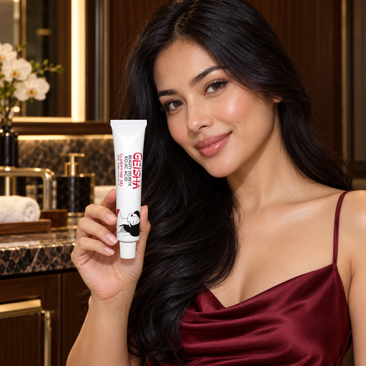Adult model presenting Geisha Clarifying Gel