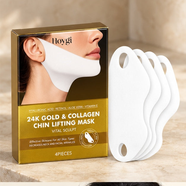 HOYGI 24K Gold & Collagen Chin Lifting Mask — 4 Pieces — editorial product view