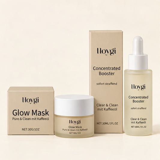 HOYGI Glow Mask & Concentrated Booster Set — 30 g + 30 ml — front packaging