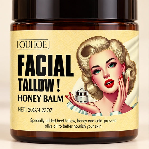 OUHOE Facial Tallow Honey Balm 120 g — package label detail