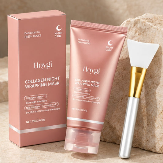 HOYGI Collagen Night Wrapping Mask 75 g with Applicator Brush — editorial product view