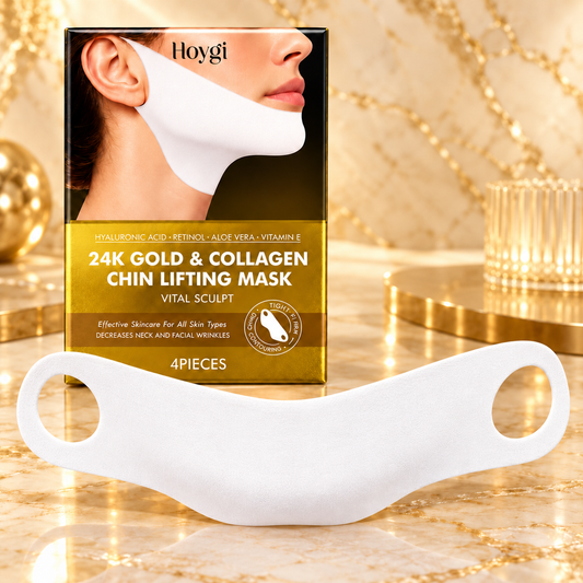 HOYGI 24K Gold & Collagen Chin Lifting Mask — 4 Pieces — clear product hero