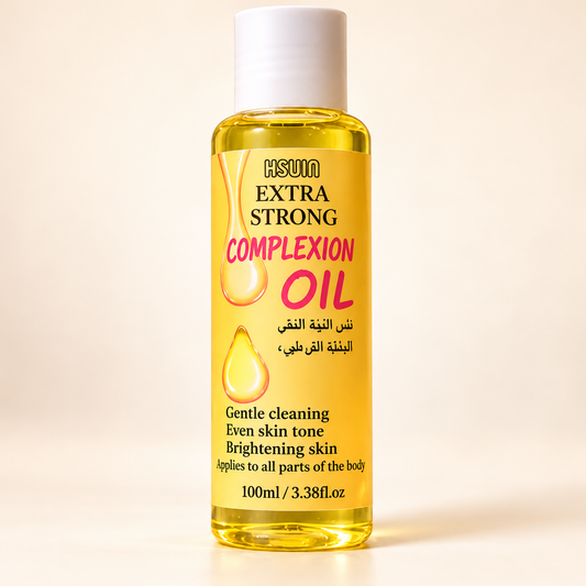 HSUIN Extra Strong Complexion Oil 100 ml bottle on a clean ivory background