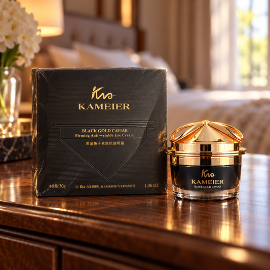 KAMEIER Black Gold Caviar Eye Cream — original 30 g carton and owner-confirmed jar