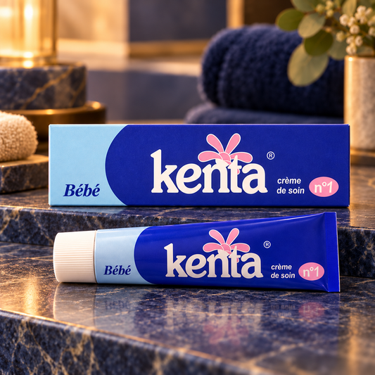 Kenta Bébé Crème de Soin n°1 carton beside the matching short closed tube, front-label view