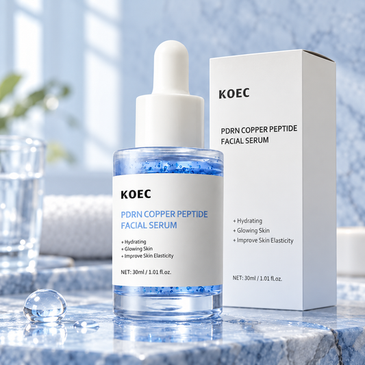 KOEC PDRN Copper Peptide Facial Serum — 30 ml — product and original packaging