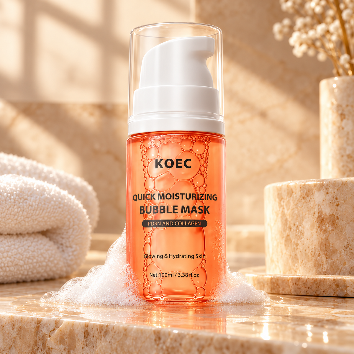 KOEC Quick Moisturizing Bubble Mask — 100 ml — product and original packaging