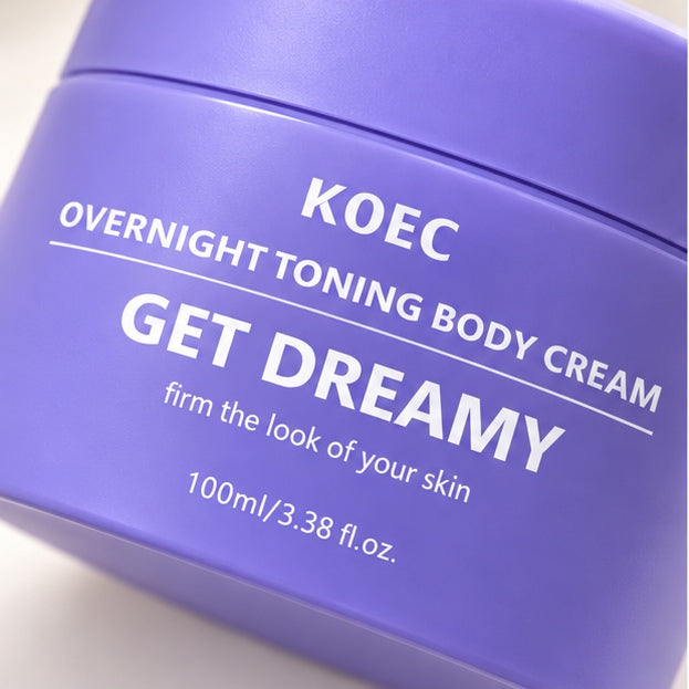 KOEC Get Dreamy Overnight Toning Body Cream — 100 ml — label closeup