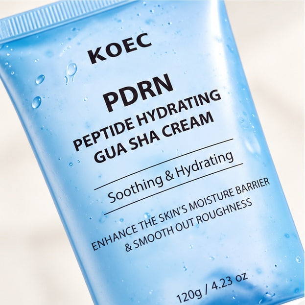KOEC PDRN Peptide Hydrating Gua Sha Cream — 120 g — label closeup