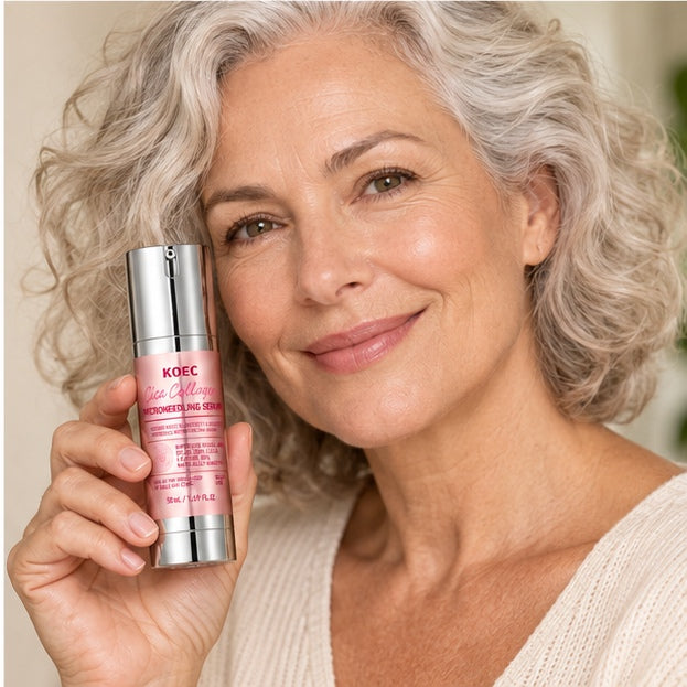KOEC Cica Collagen Microneedling Serum — 50 ml — model holding product
