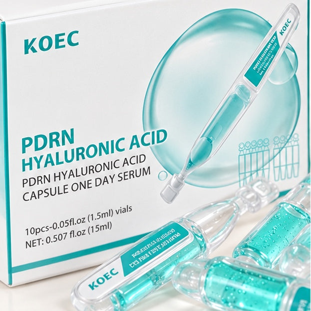 KOEC PDRN Hyaluronic Acid Capsule One Day Serum — 10 × 1.5 ml — label closeup